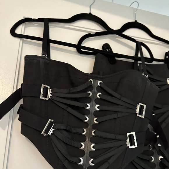 Dion Lee Lace Slider Bustier Corset Cropped Top & Skirt Set Buckle Detail Black - Picture 7 of 16